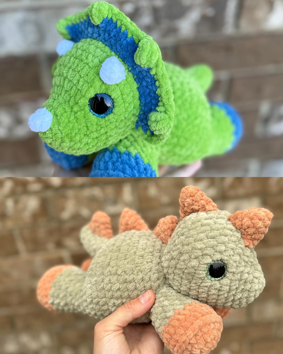 Crochet Triceratops and Stegosaurus, Low Sew Dinosaur Pattern (Digital Download)