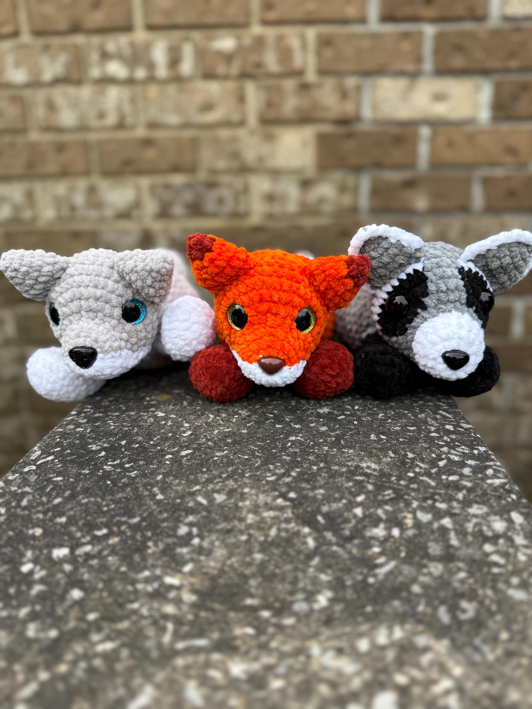 Fox, Wolf, and Raccoon Crochet Amigurumi Pattern (Digital Download)
