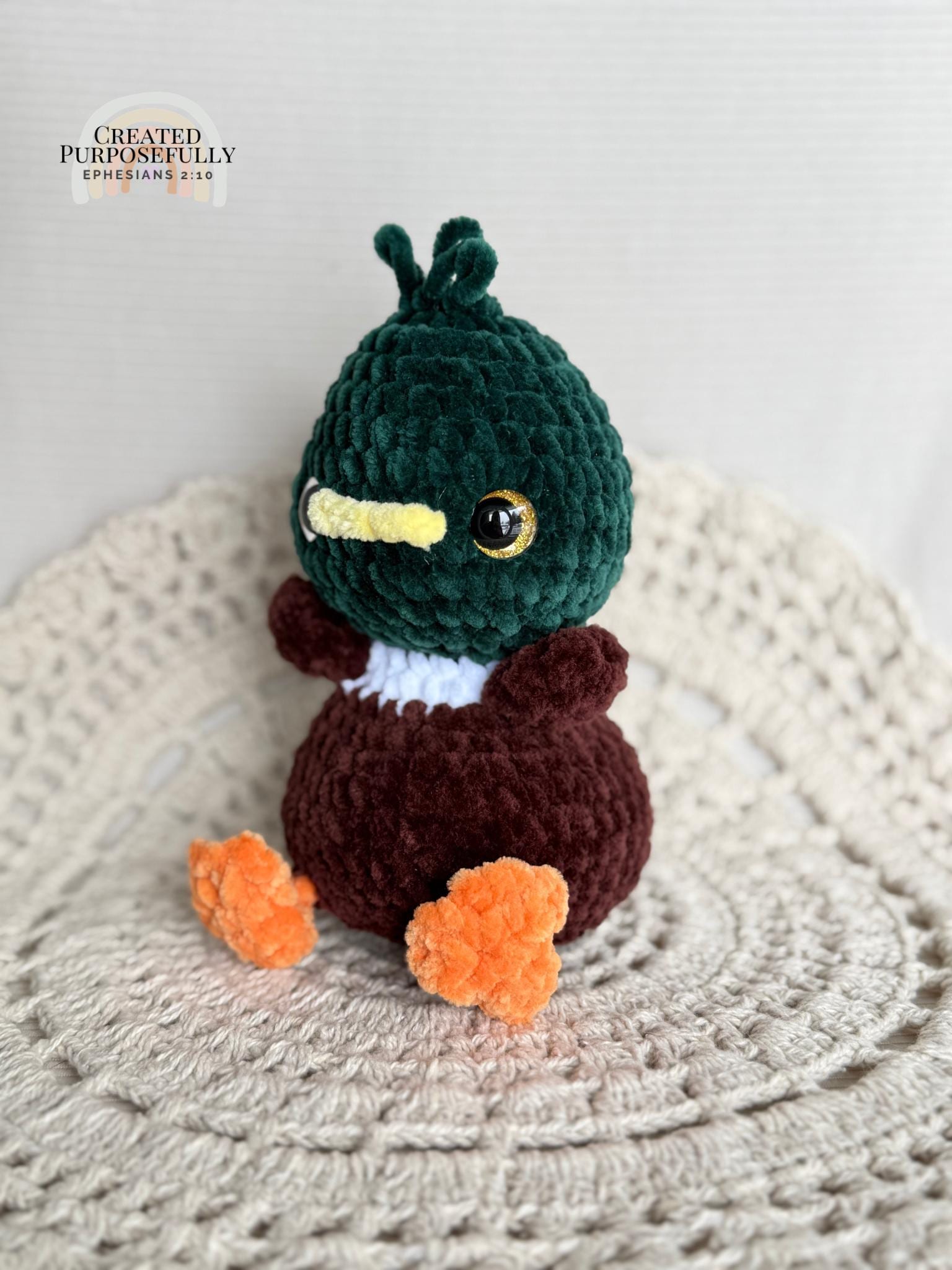 READY TO SHIP Color Crochet Plush Mallard Duck, Stuffed Amigurumi