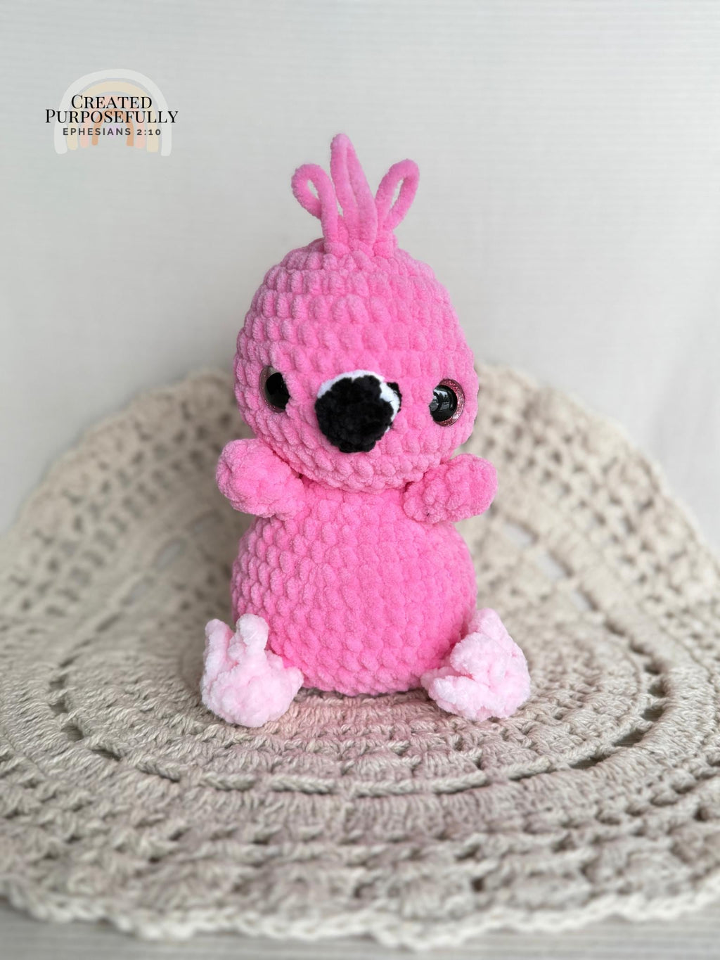 READY TO SHIP Color Crochet Plush Flamingo, Stuffed Amigurumi