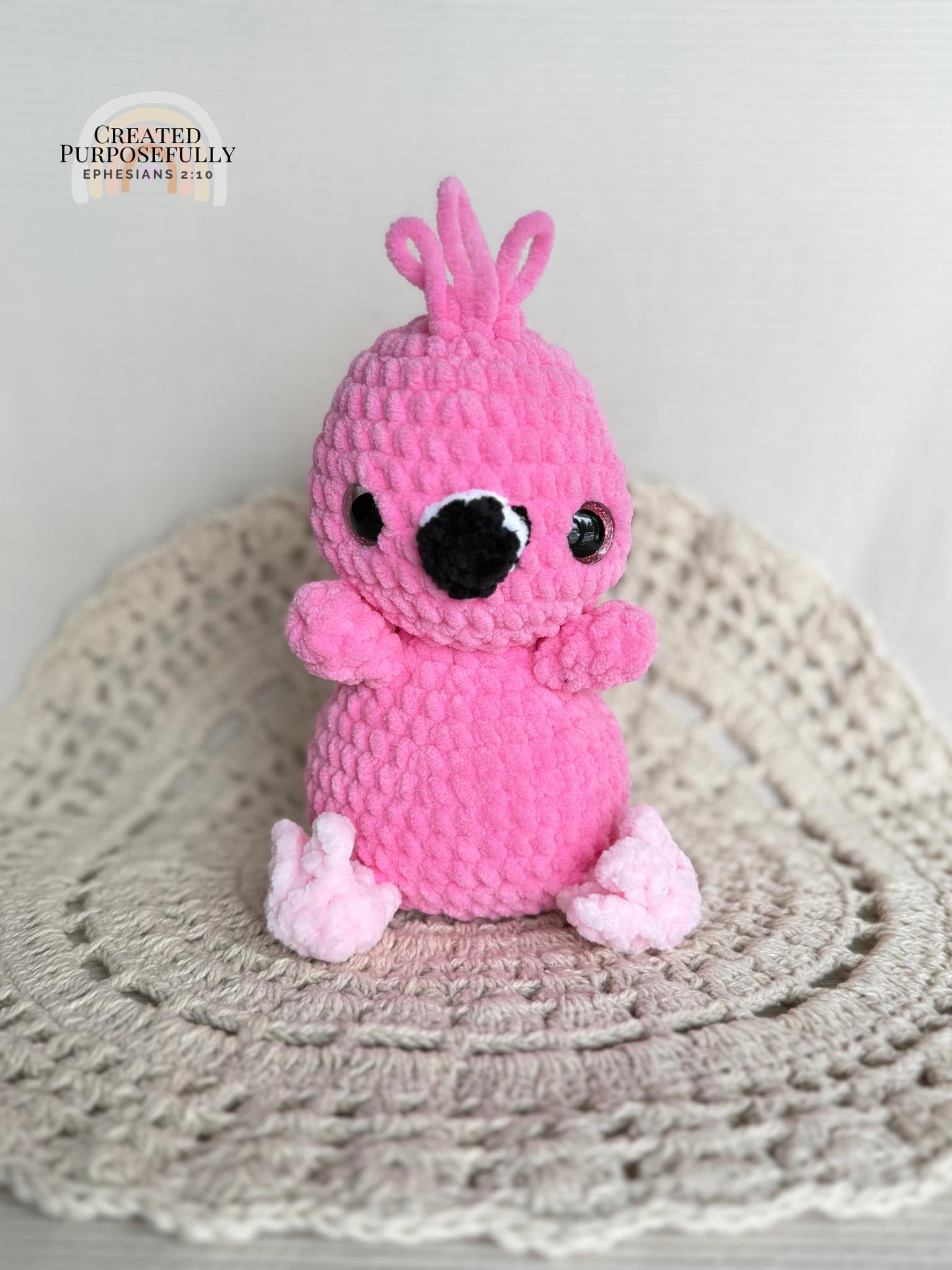 READY TO SHIP Color Crochet Plush Flamingo, Stuffed Amigurumi