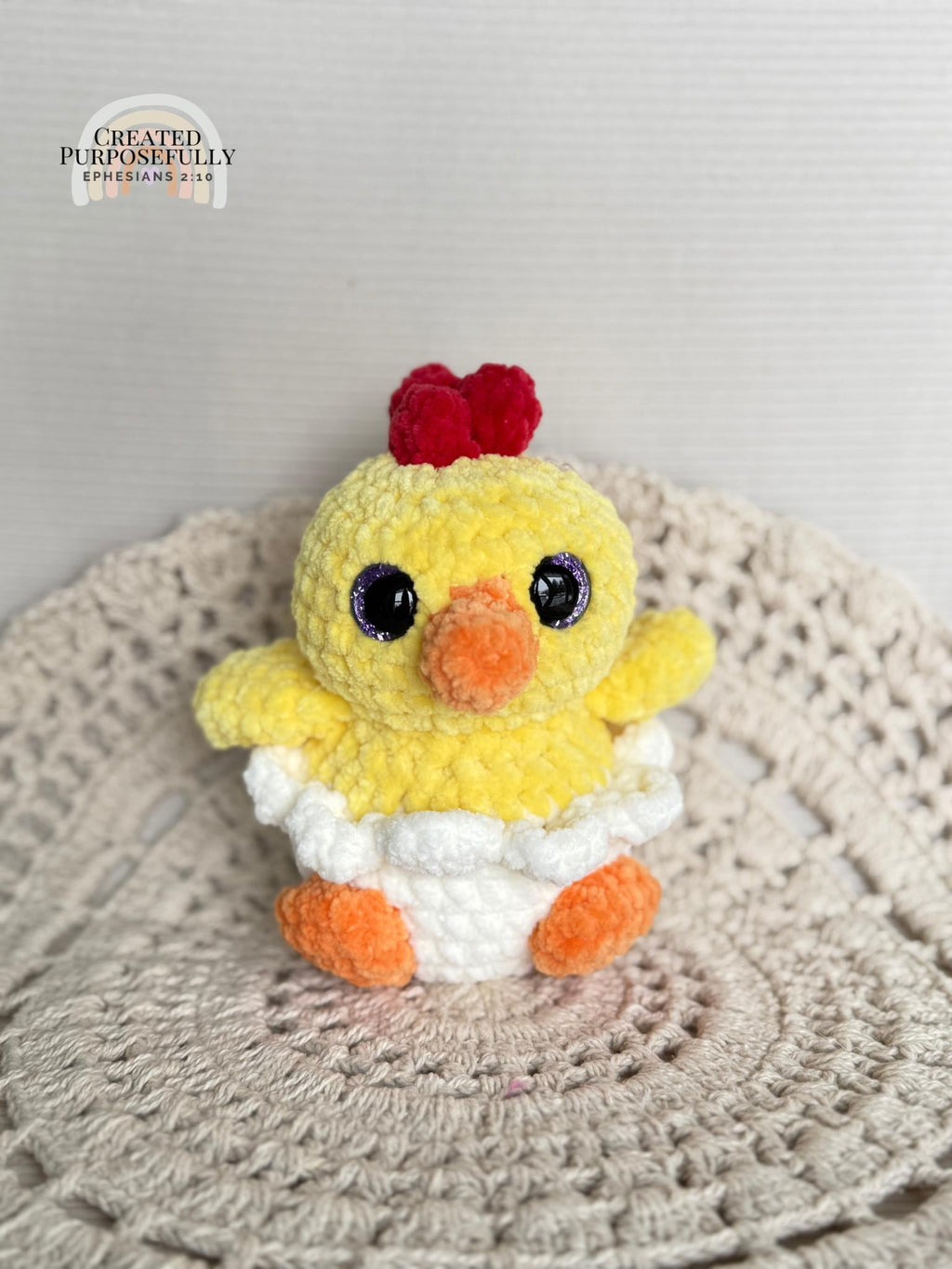 Chick in an Egg Crochet Plushie, Stuffed Amigurumi