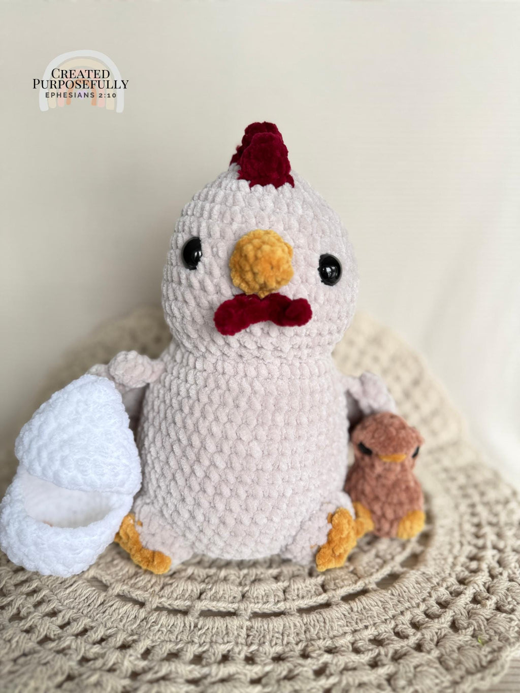 Mama Chicken & Baby Chick Crochet Plush Set | Handmade Farm Animal Amigurumi