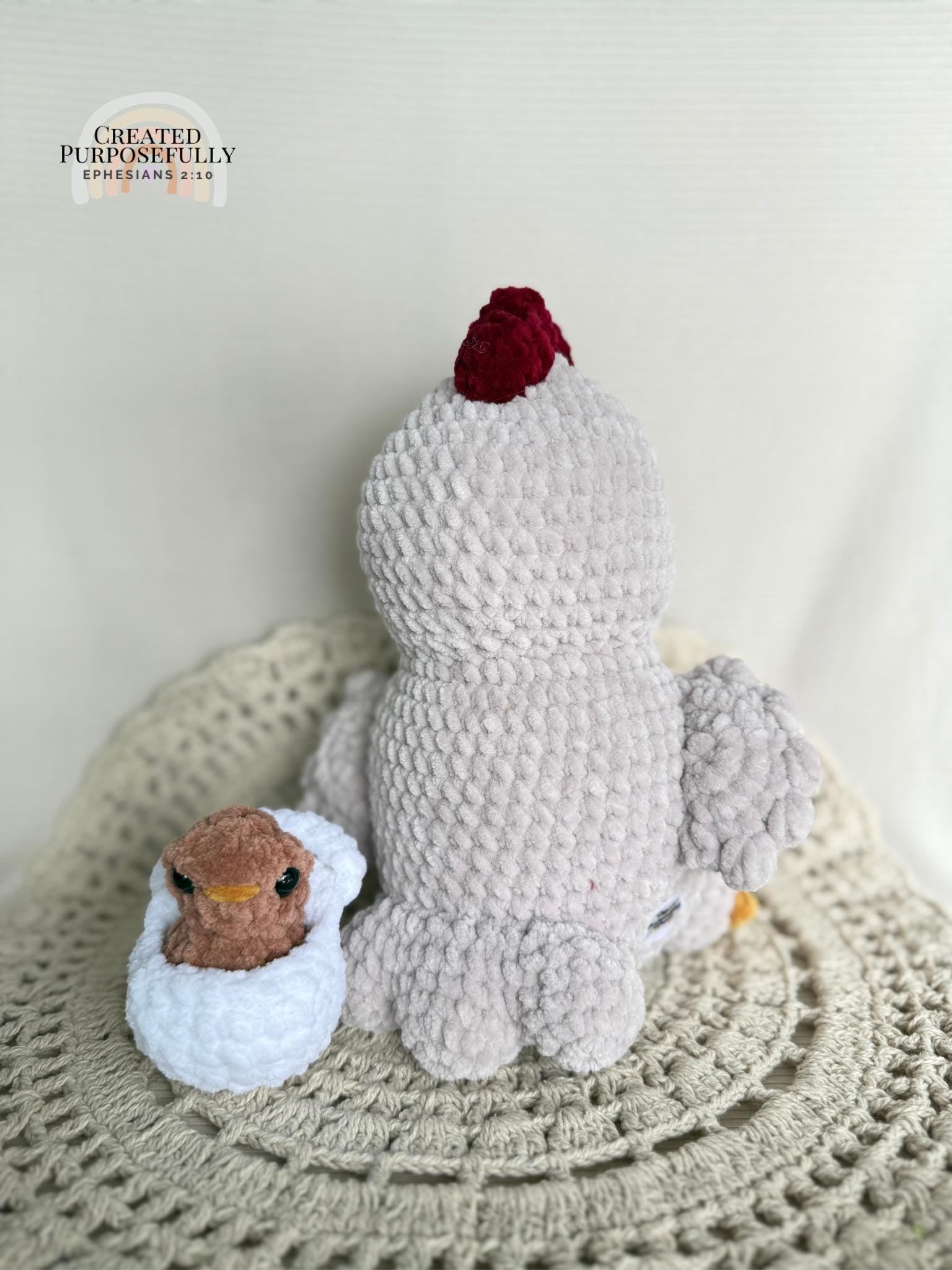 Mama Chicken & Baby Chick Crochet Plush Set | Handmade Farm Animal Amigurumi