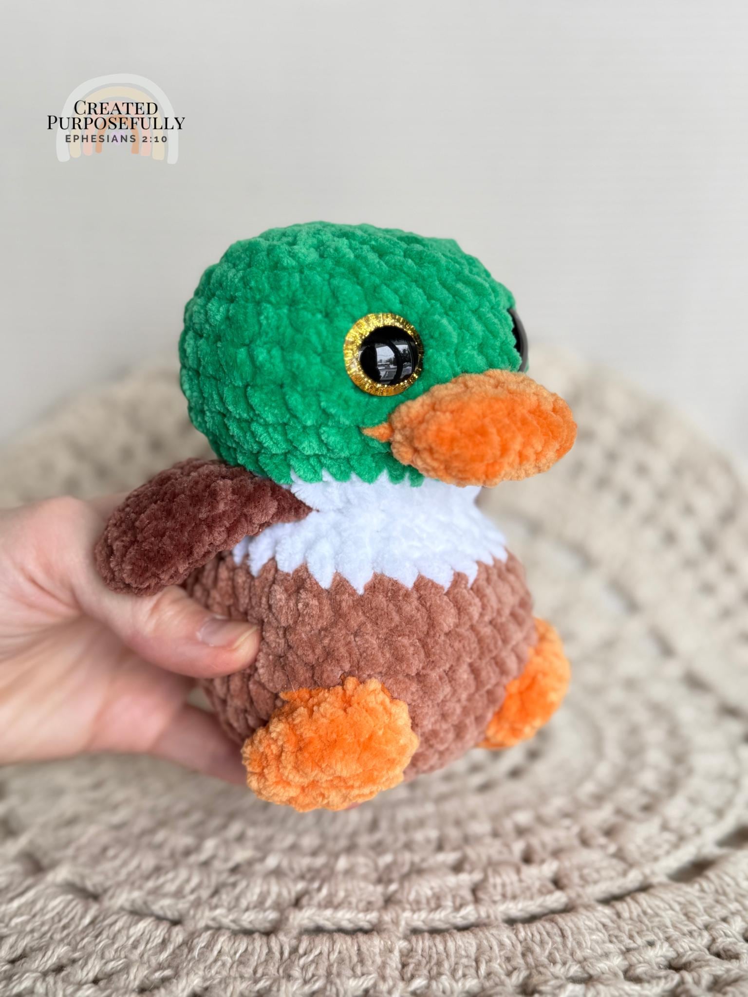 Mallard Duck Crochet Plushie, Stuffed Amigurumi