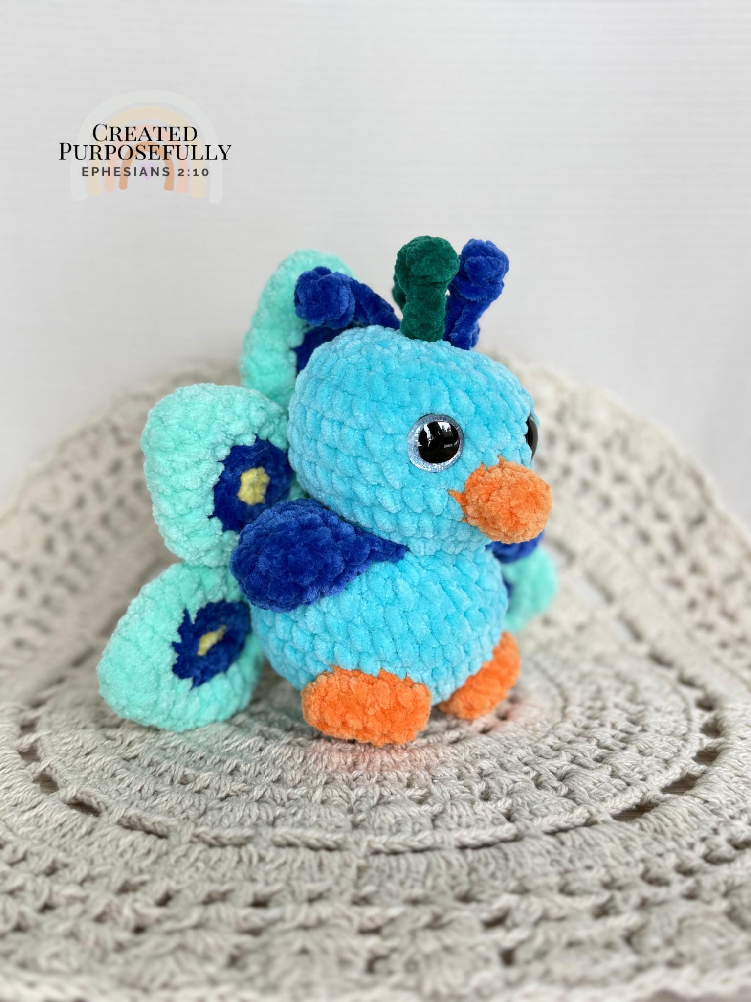 Peacock Crochet Plush, Stuffed Amigurumi