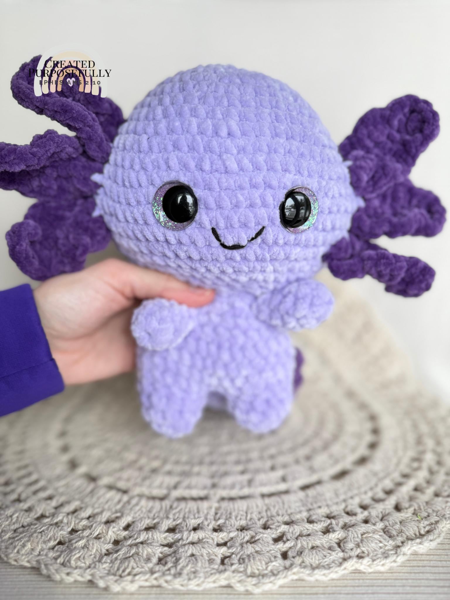 Axolotl Crochet Plushie, Stuffed Amigurumi
