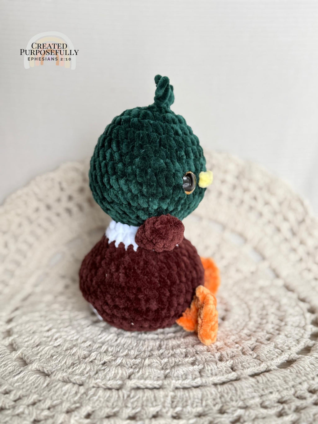READY TO SHIP Color Crochet Plush Mallard Duck, Stuffed Amigurumi