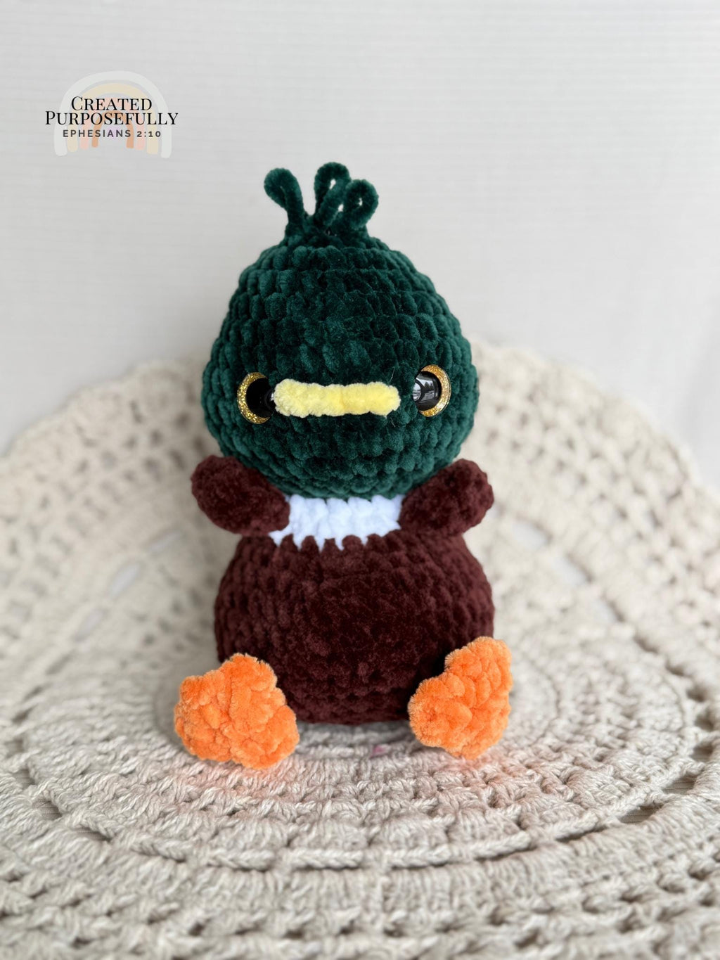 READY TO SHIP Color Crochet Plush Mallard Duck, Stuffed Amigurumi