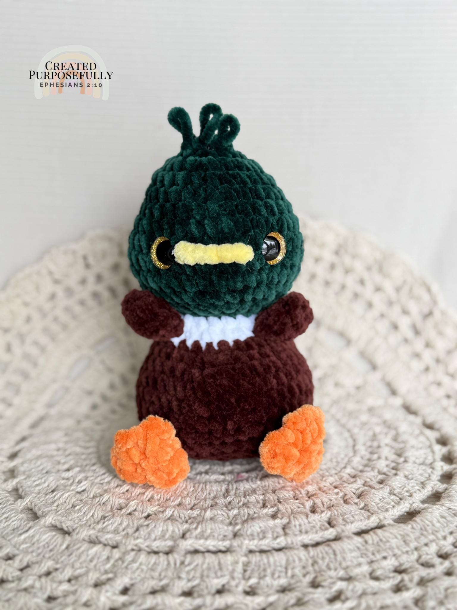 READY TO SHIP Color Crochet Plush Mallard Duck, Stuffed Amigurumi
