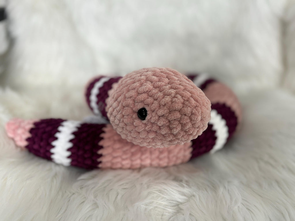 Snake Crochet Plushie, Soft Stuffed Amigurumi Gift