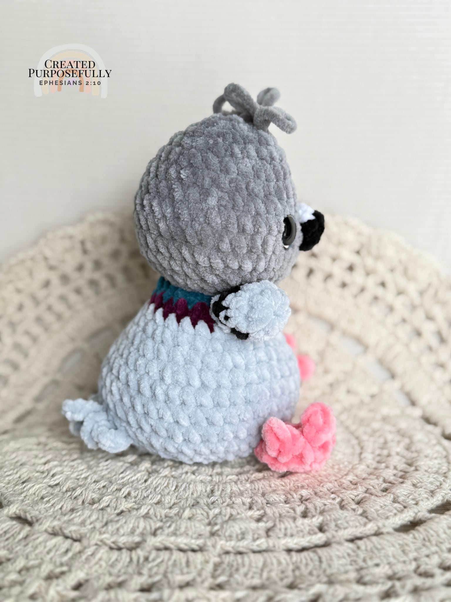 READY TO SHIP Color Crochet Plush Pigeon, Stuffed Amigurumi