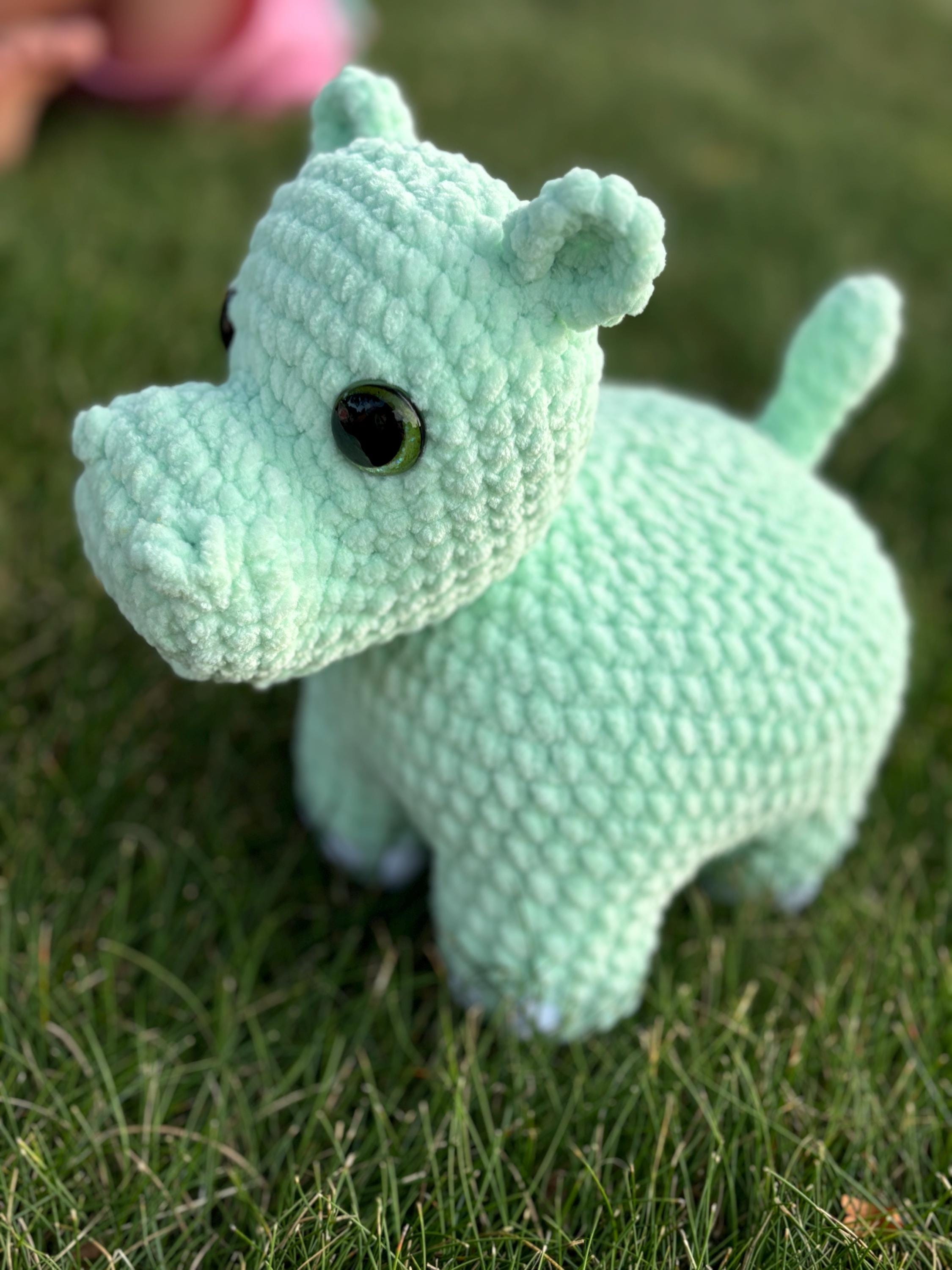 Hippopotamus Crochet Plushie: Custom Color Stuffed Animal, 13 inch