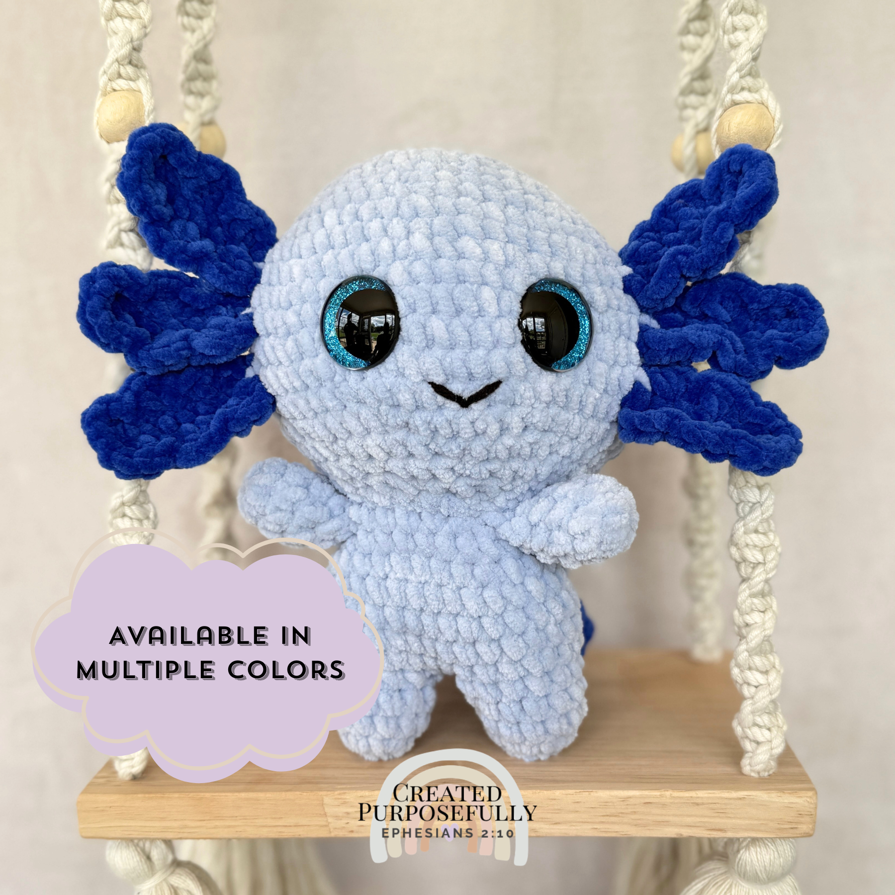Handmade Standing Axolotl Crochet Plush | Soft Amigurumi Axolotl Gift Multiple Colors Available