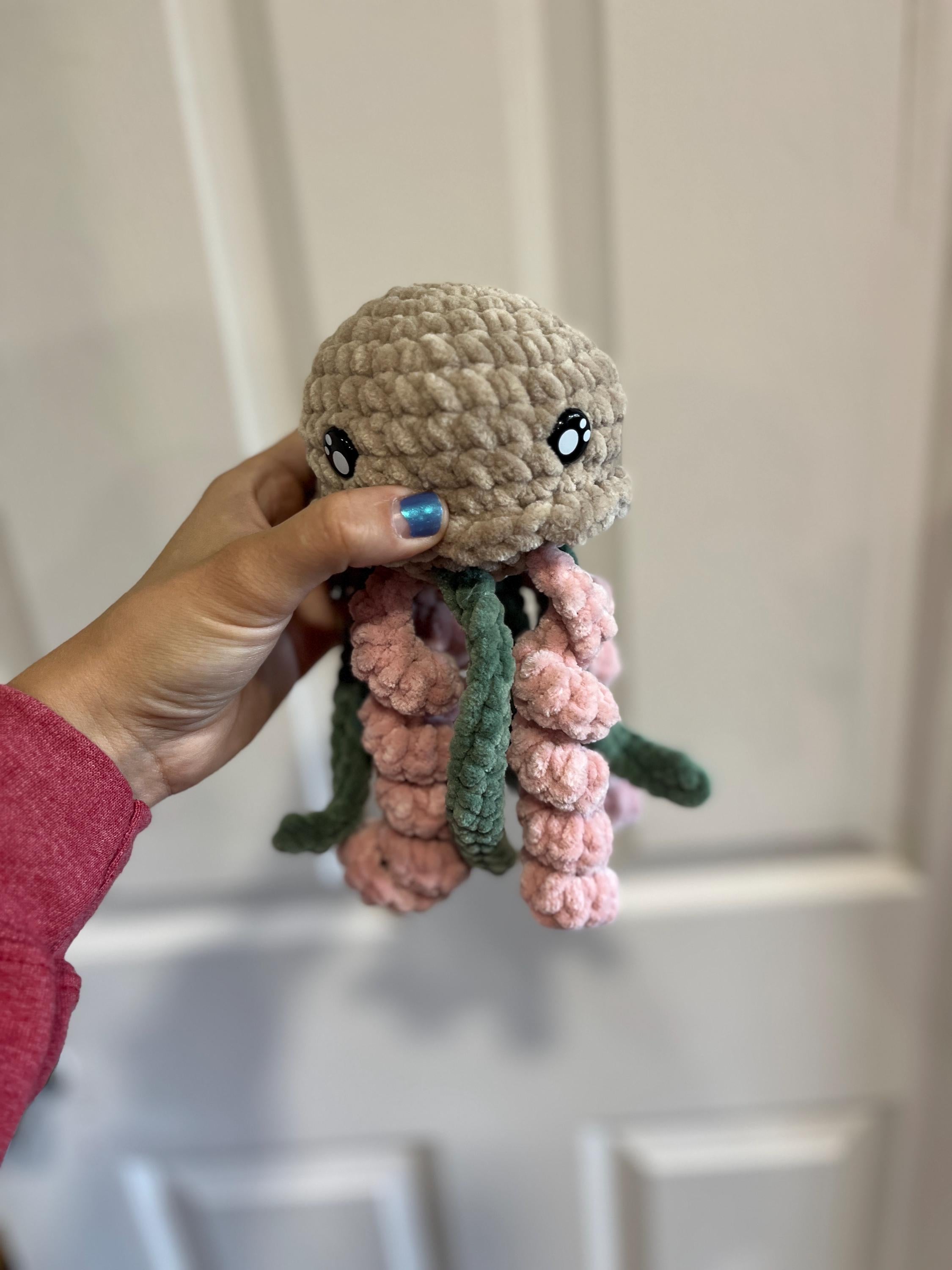 Jellyfish Small Crochet Plushie Amigurumi, Soft Stuffed Toy
