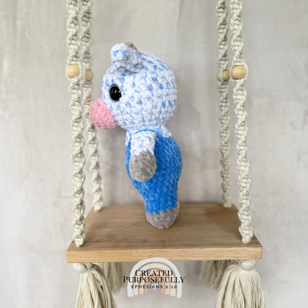 Handmade Crochet Standing Cow Plush | Amigurumi Cow in Overalls