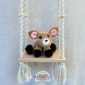 Handmade crochet baby deer fawn plush made with soft cuddly yarn by Created Purposefully