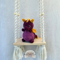 Handmade crochet dragon plush with wings made from soft cuddly yarn by Created Purposefully