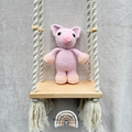 Handmade crochet pig plush with a cute piggy snout made with soft cuddly yarn by Created Purposefully