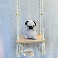 Handmade crochet pug dog plush made with soft cuddly yarn by Created Purposefully