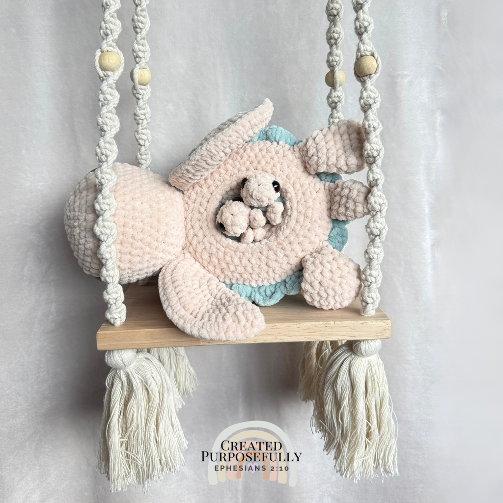 Handmade crochet sea turtle family with mama turtle and two baby turtles that tuck inside by Created Purposefully