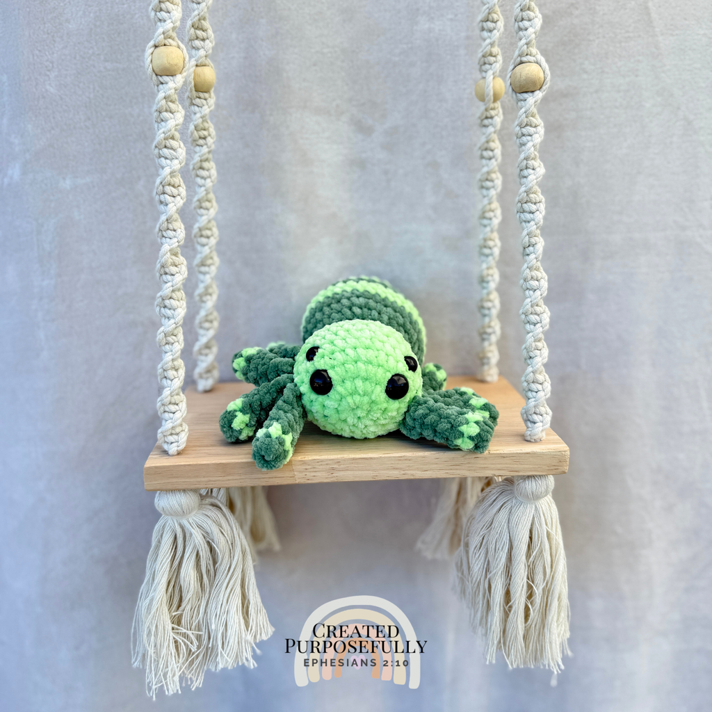 Handmade crochet spider plush with eight legs made with soft cuddly yarn by Created Purposefully