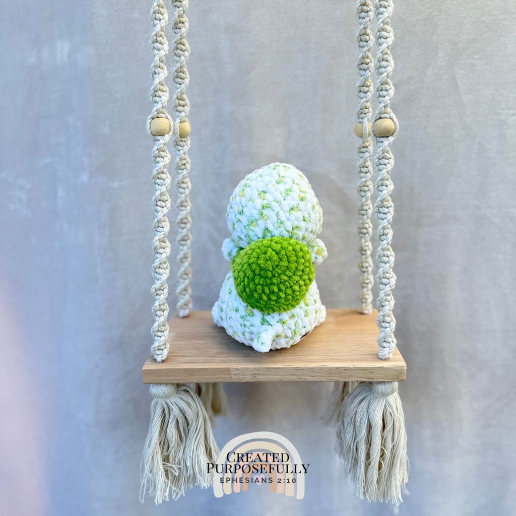 Handmade crochet turtle plush with a cute shell made with soft cuddly yarn by Created Purposefully