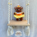 Handmade Halloween Candy Corn Cat crochet plush dressed in a cute witch costume by Created Purposefully