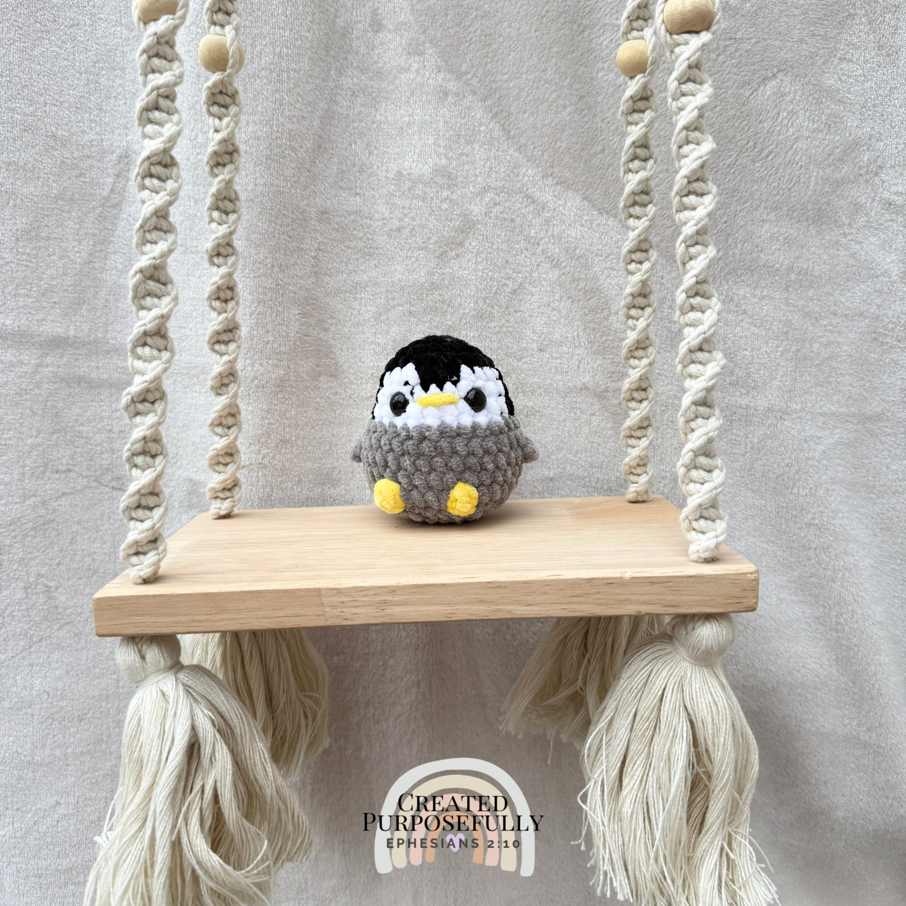 Handmade crochet mini bird plush including chicken, duck, owl, penguin, and parakeet made with soft plush yarn for kids and bird lovers.
