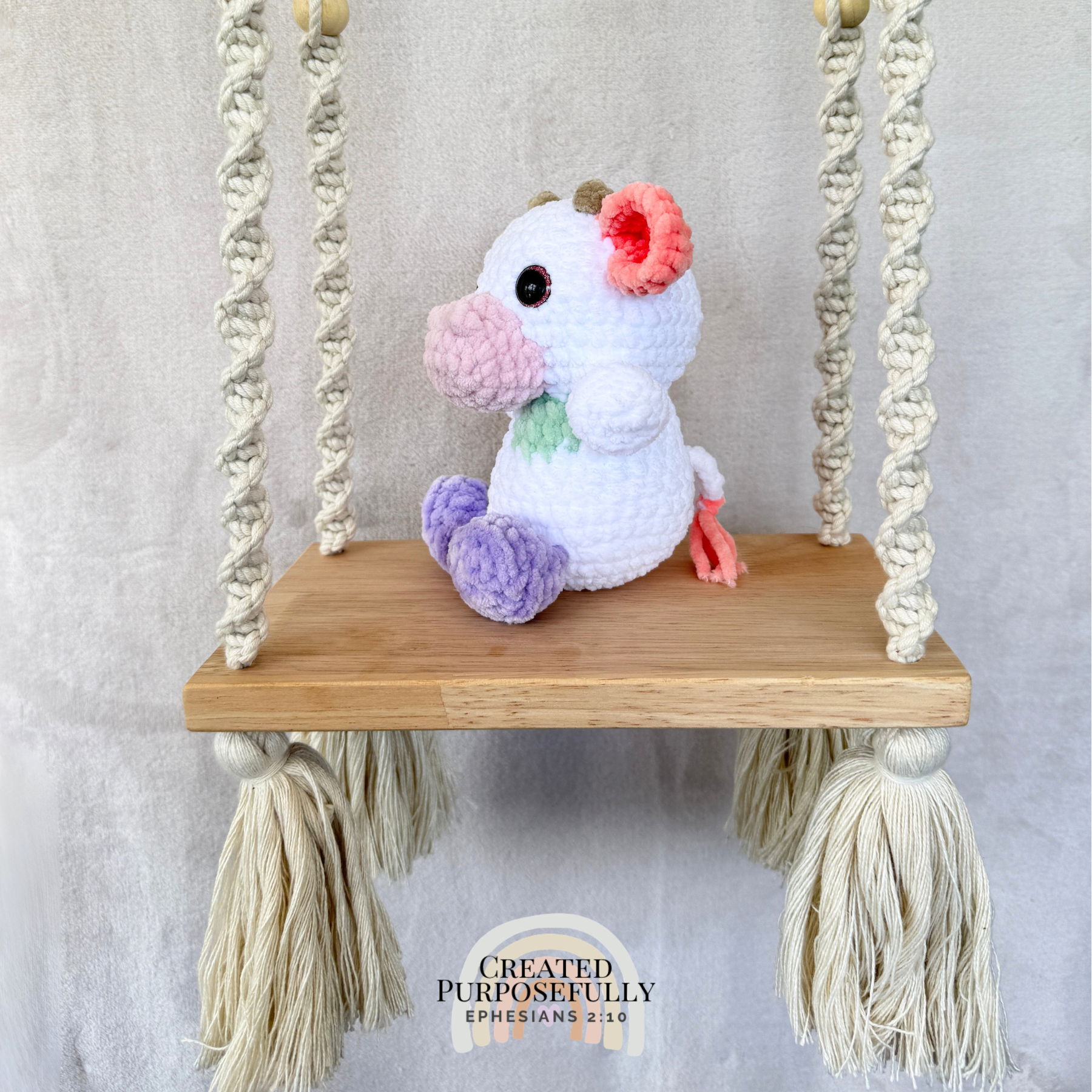 Handmade crochet cow plush in colorful and brown designs made with soft plush yarn