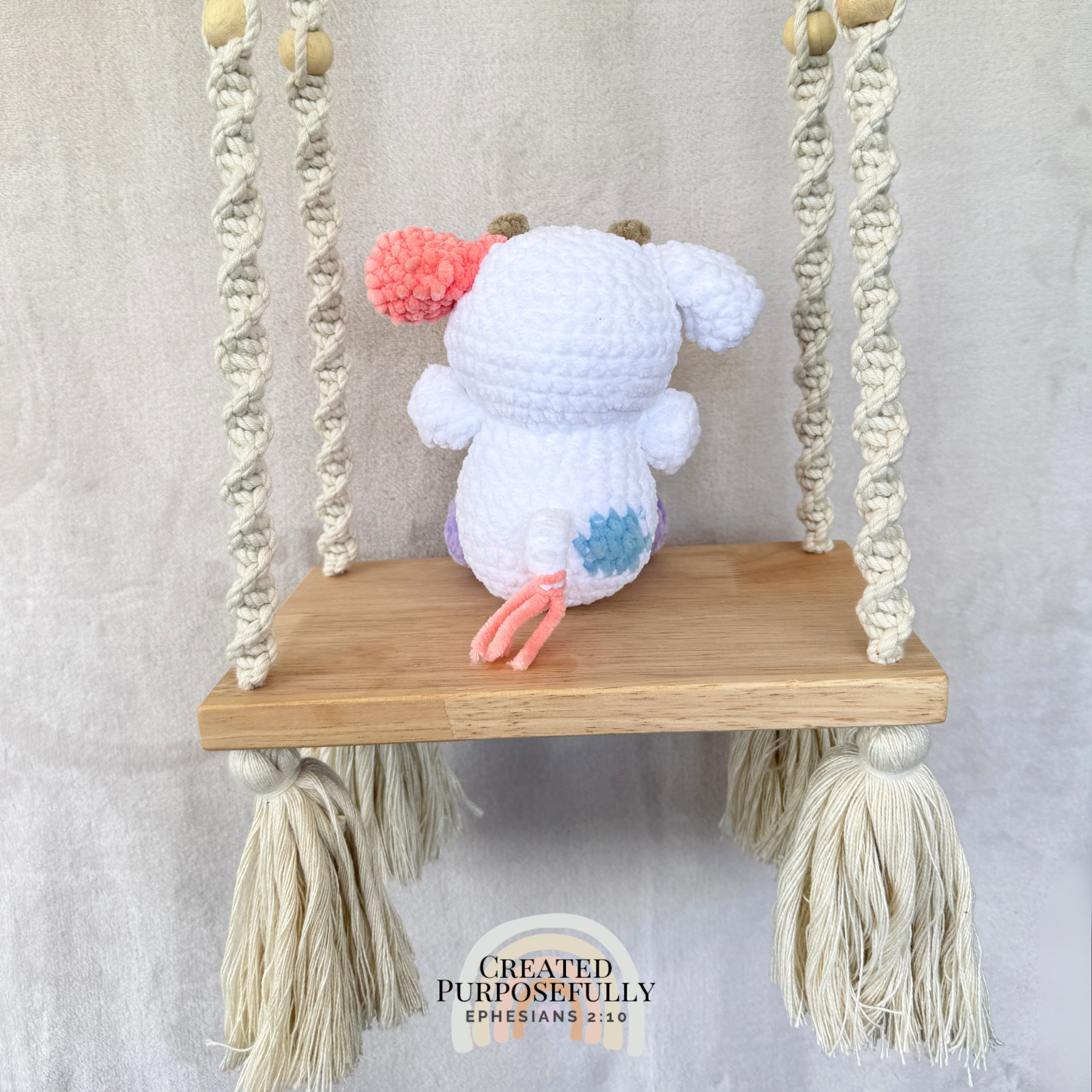 Handmade crochet cow plush in colorful and brown designs made with soft plush yarn
