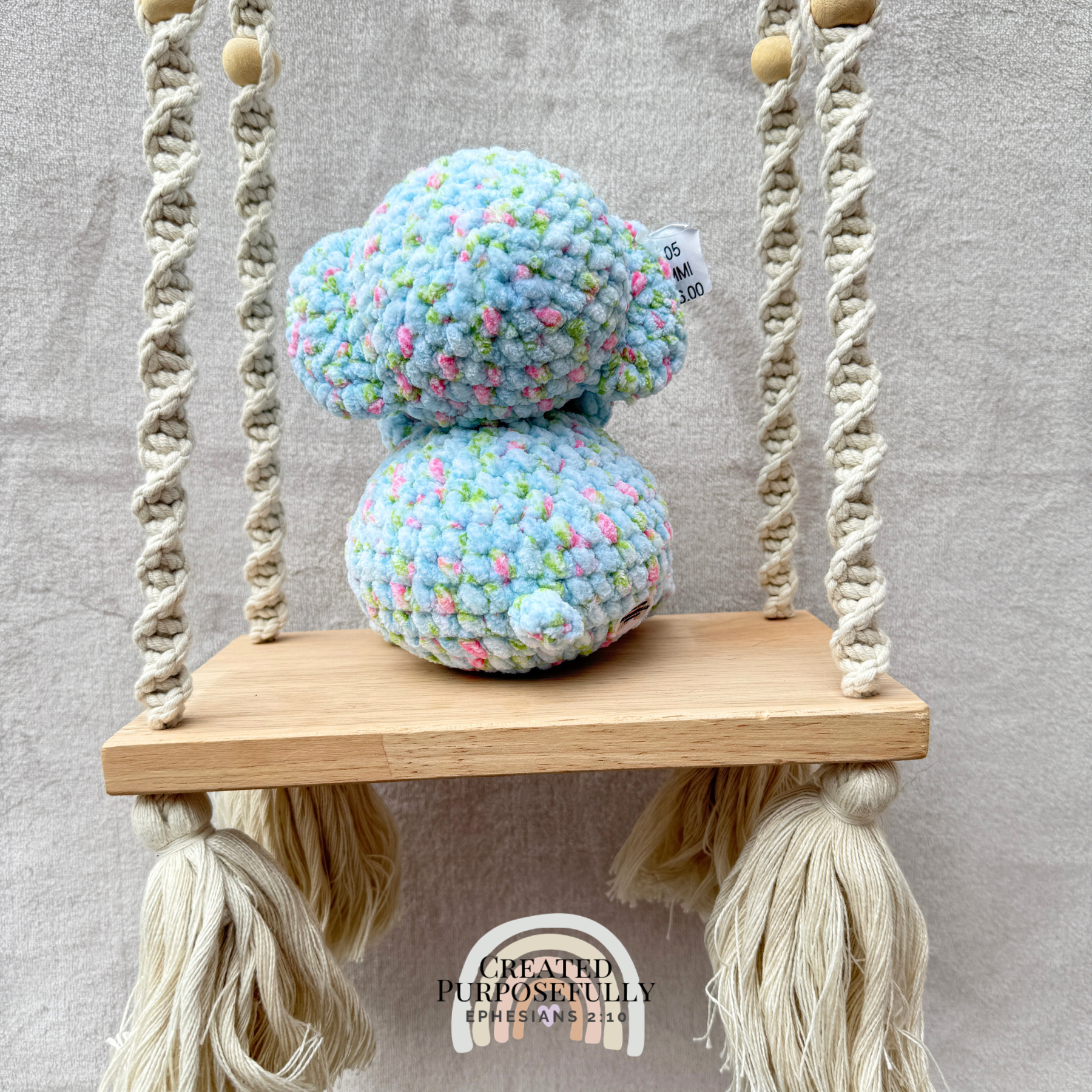 Handmade crochet elephant plush made with soft plush yarn, a cute stuffed elephant gift for kids, animal lovers, and plush collectors.