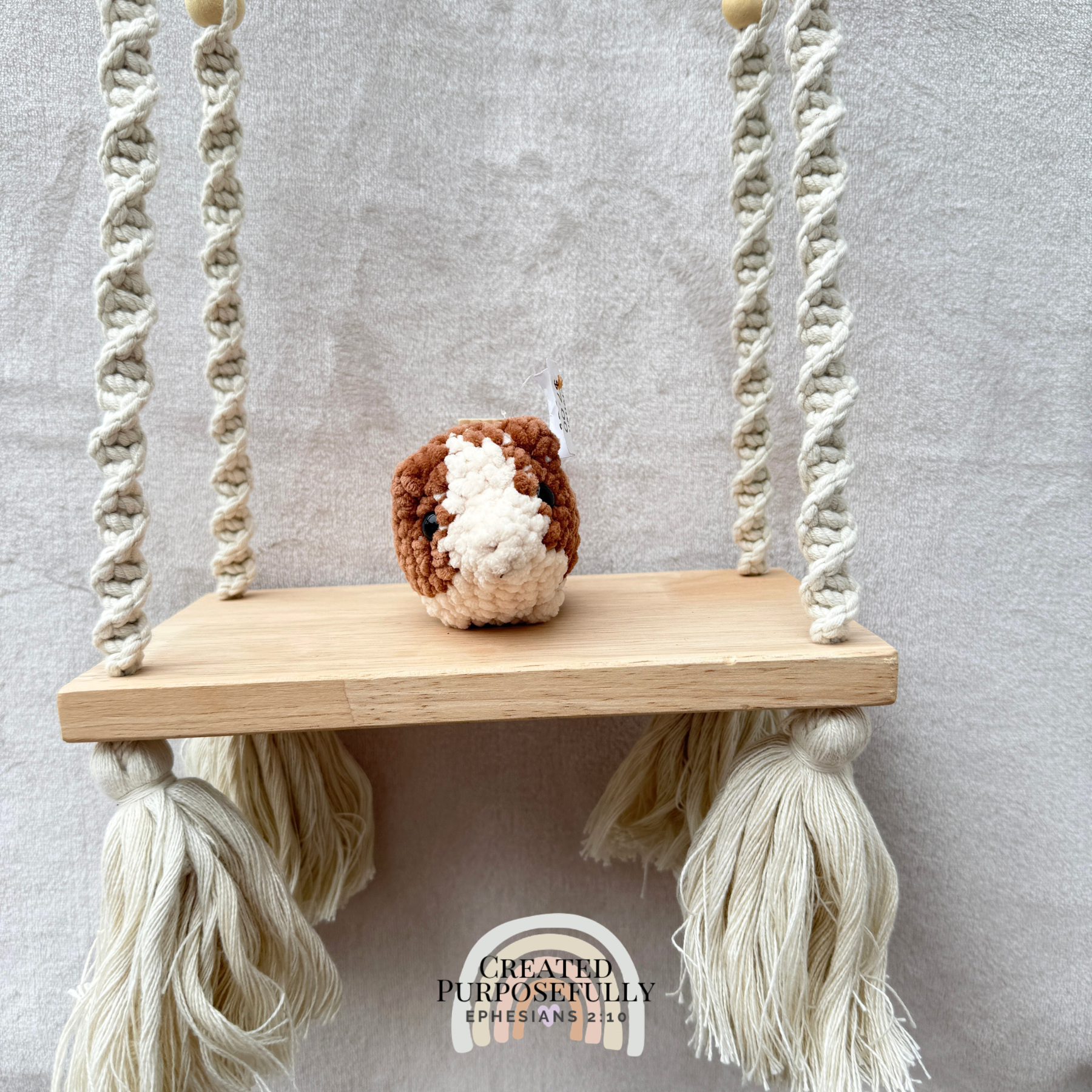Handmade crochet mini hamster plush made with soft plush yarn, a cute stuffed hamster gift for kids, animal lovers, and plush collectors.