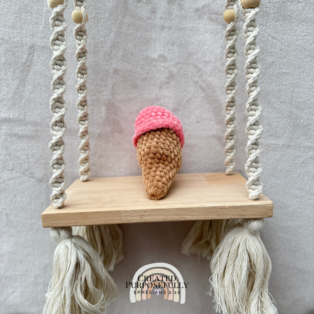 Handmade crochet Ice Cream Cow plush with a mini cow inside a soft ice cream cone, made with plush yarn for kids and cow lovers.