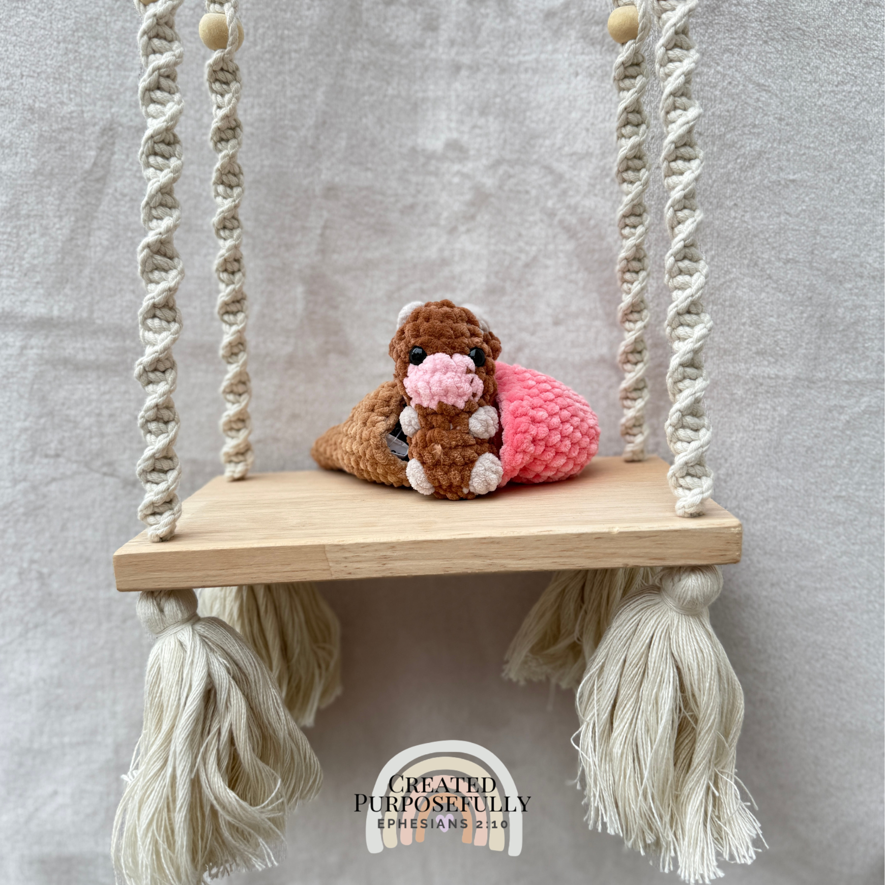 Handmade crochet Ice Cream Cow plush with a mini cow inside a soft ice cream cone, made with plush yarn for kids and cow lovers.
