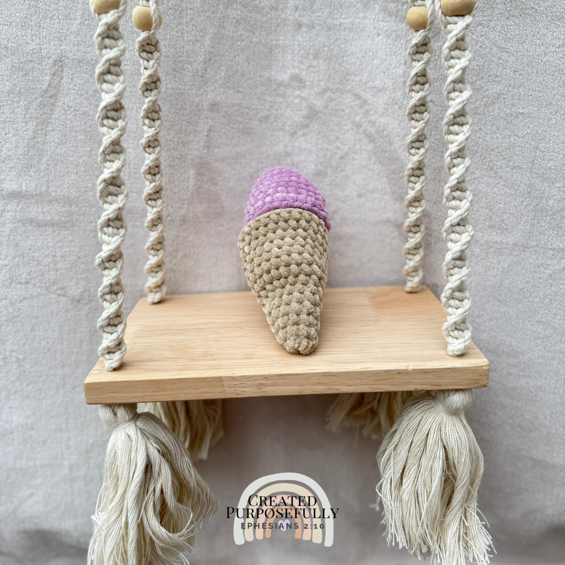Handmade crochet Ice Cream Cow plush with a mini cow inside a soft ice cream cone, made with plush yarn for kids and cow lovers.