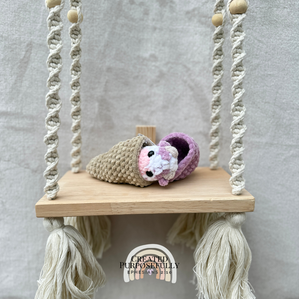 Handmade crochet Ice Cream Cow plush with a mini cow inside a soft ice cream cone, made with plush yarn for kids and cow lovers.