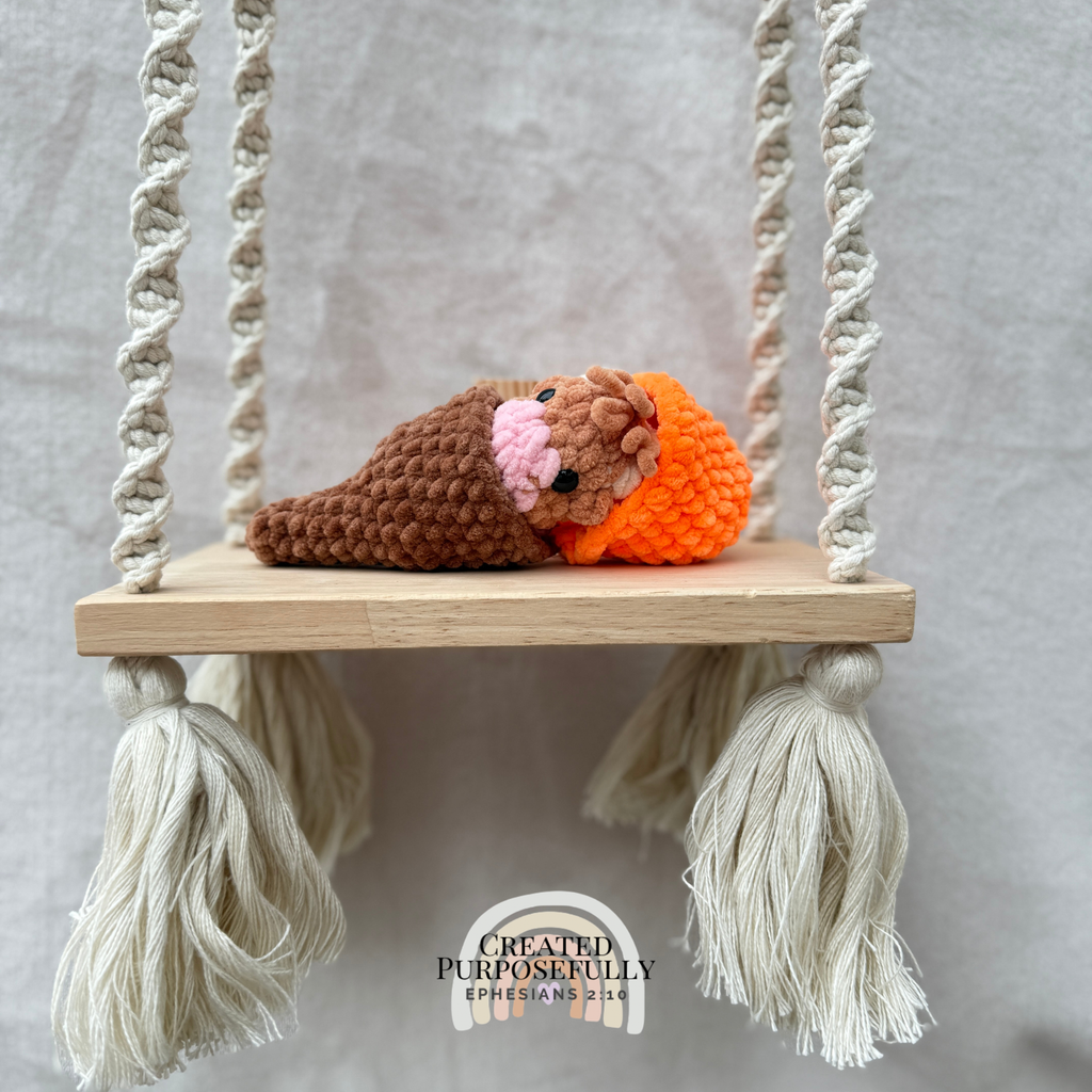 Handmade crochet Ice Cream Cow plush with a mini cow inside a soft ice cream cone, made with plush yarn for kids and cow lovers.