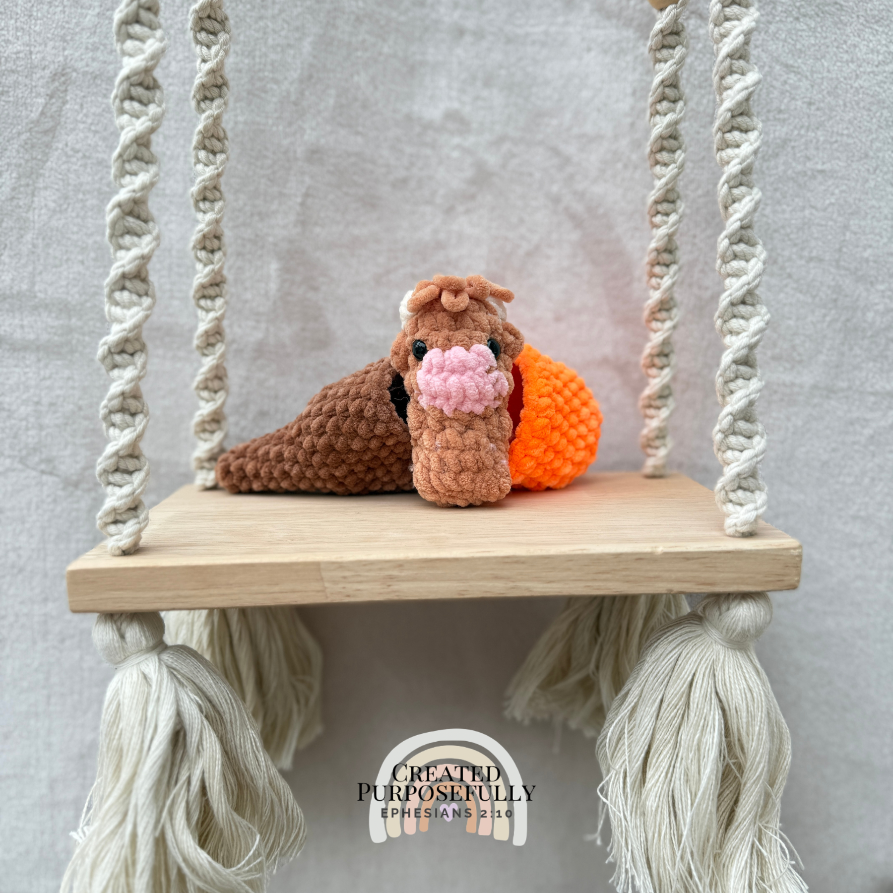 Handmade crochet Ice Cream Cow plush with a mini cow inside a soft ice cream cone, made with plush yarn for kids and cow lovers.
