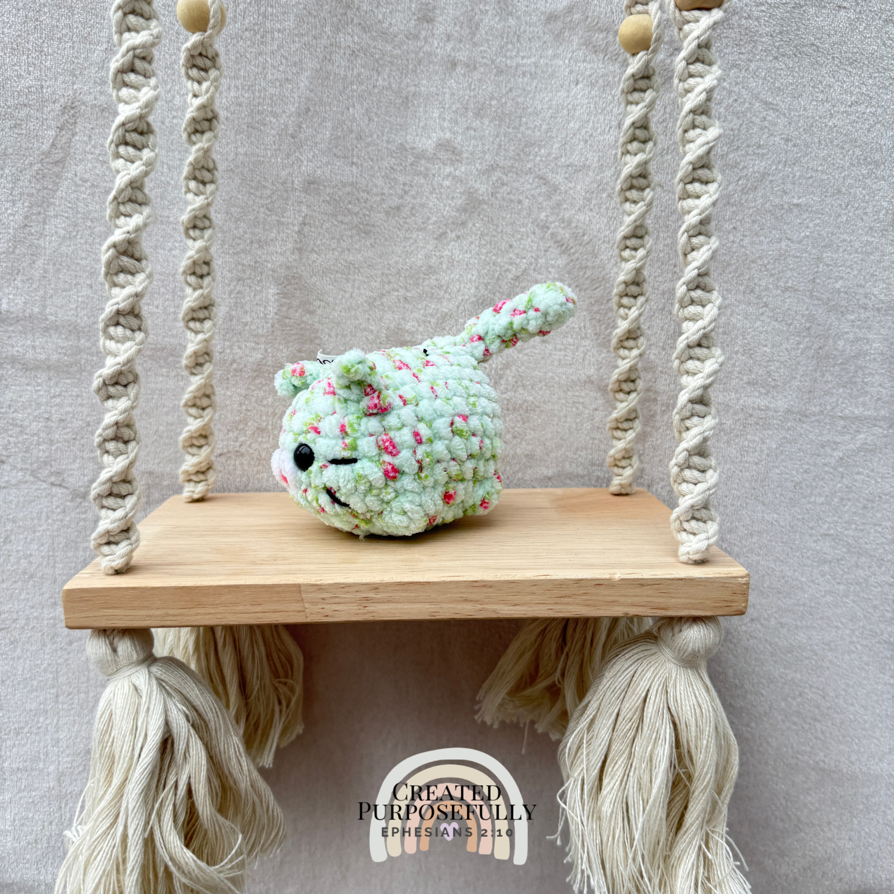 Handmade crochet mini lazy cat plush made with soft plush yarn, a cute stuffed cat gift for kids, cat lovers, and plush collectors.