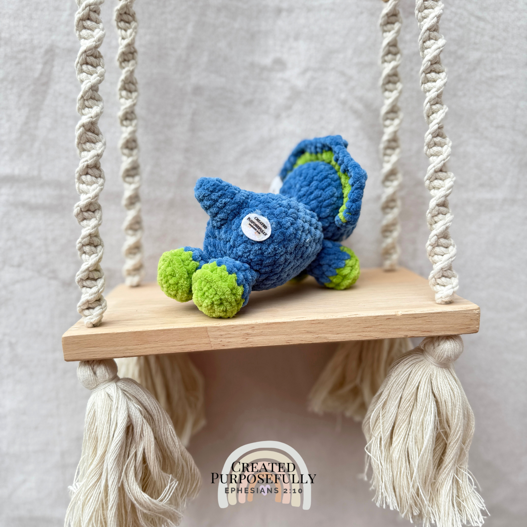 Handmade crochet mini Triceratops plush made with soft plush yarn, a cute stuffed dinosaur gift for kids, dino lovers, and plush collectors.