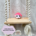 Handmade crochet mushroom pop fidget plush made with soft plush yarn, perfect as a sensory toy, gift, and cute handmade stuffed mushroom.