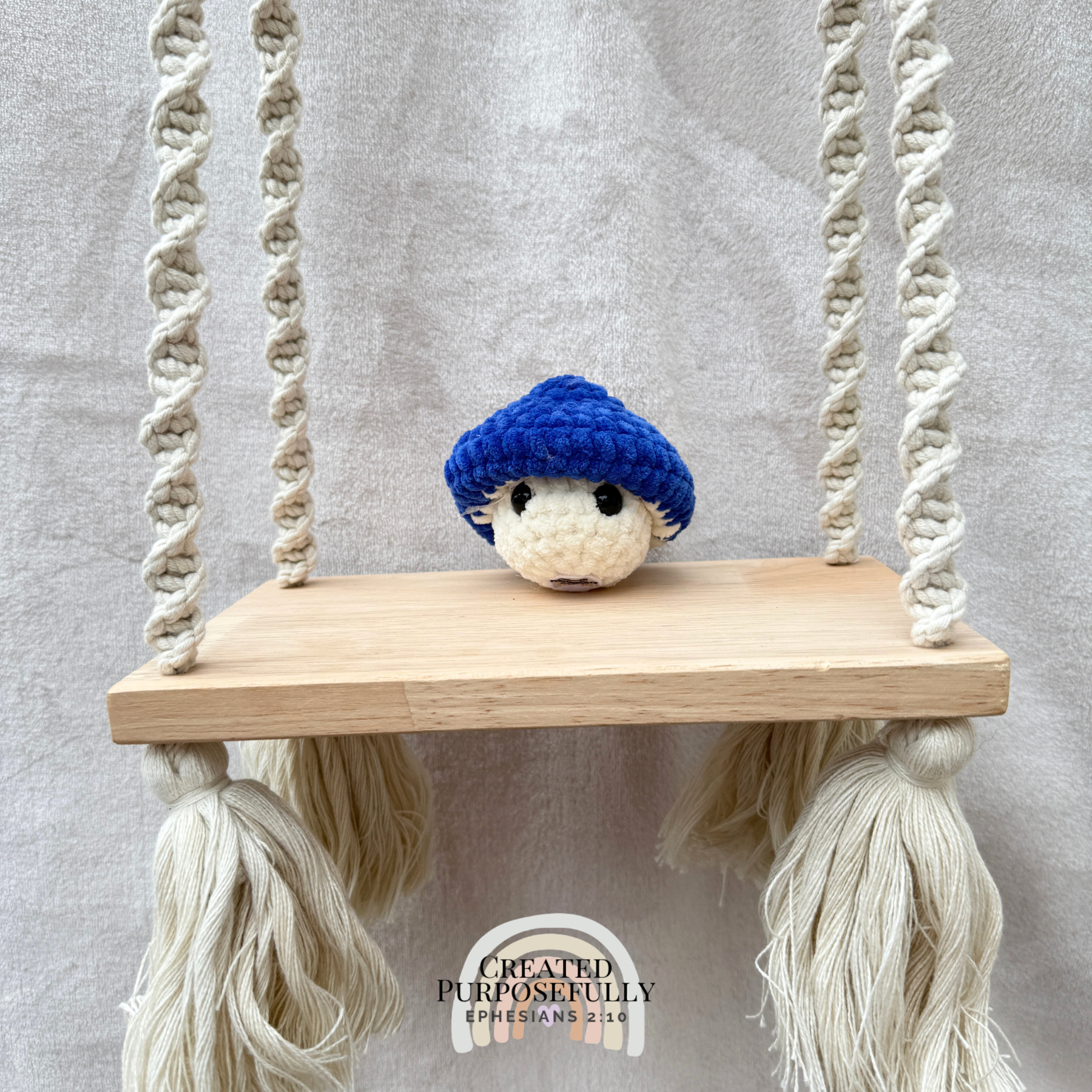 Handmade crochet mushroom pop fidget plush made with soft plush yarn, perfect as a sensory toy, gift, and cute handmade stuffed mushroom.
