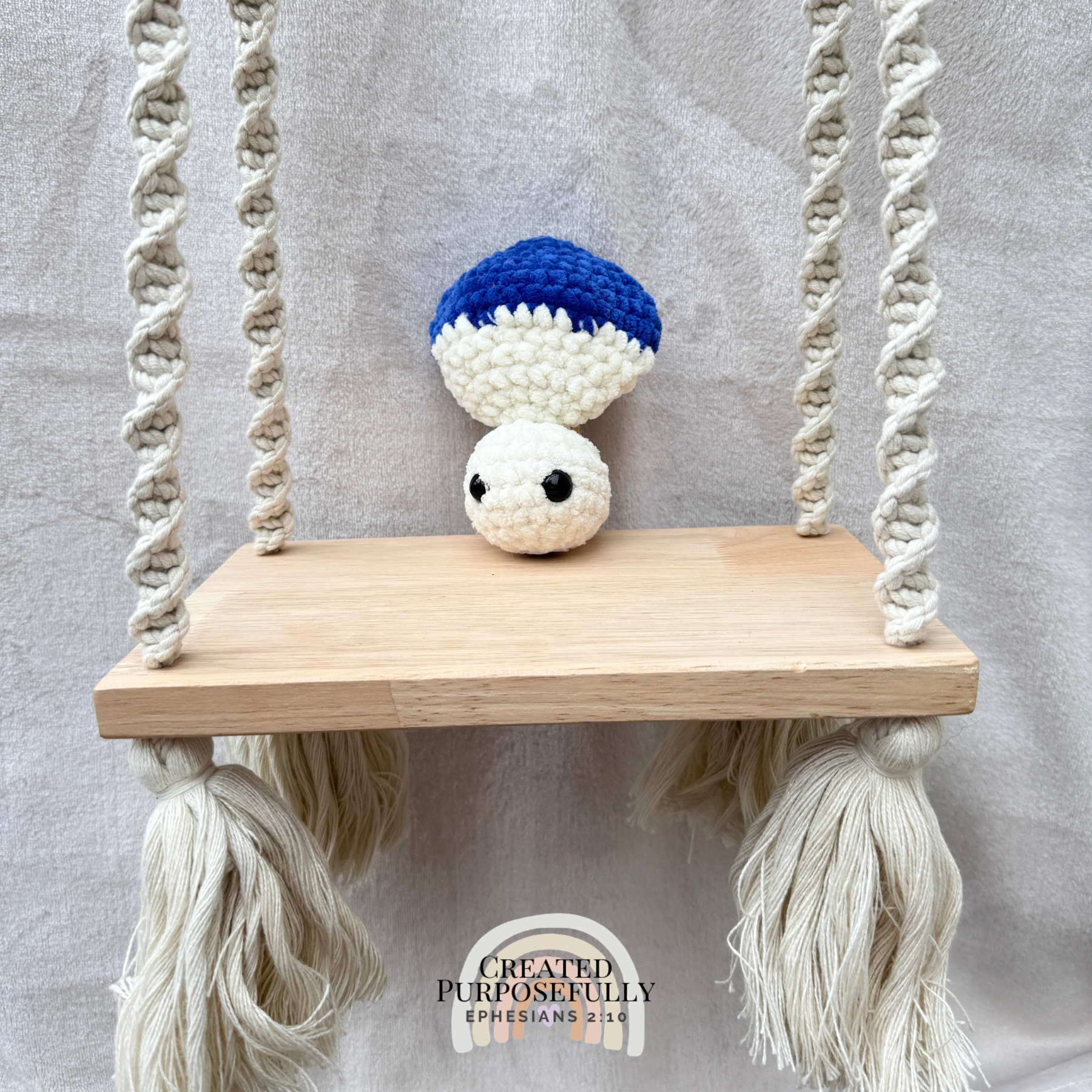 Handmade crochet mushroom pop fidget plush made with soft plush yarn, perfect as a sensory toy, gift, and cute handmade stuffed mushroom.