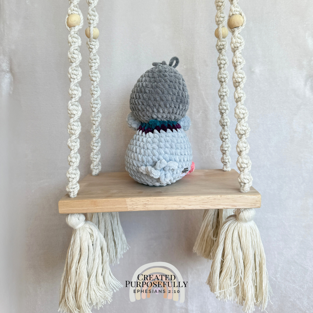 Handmade crochet pigeon plush made with soft plush yarn and adorable bird details