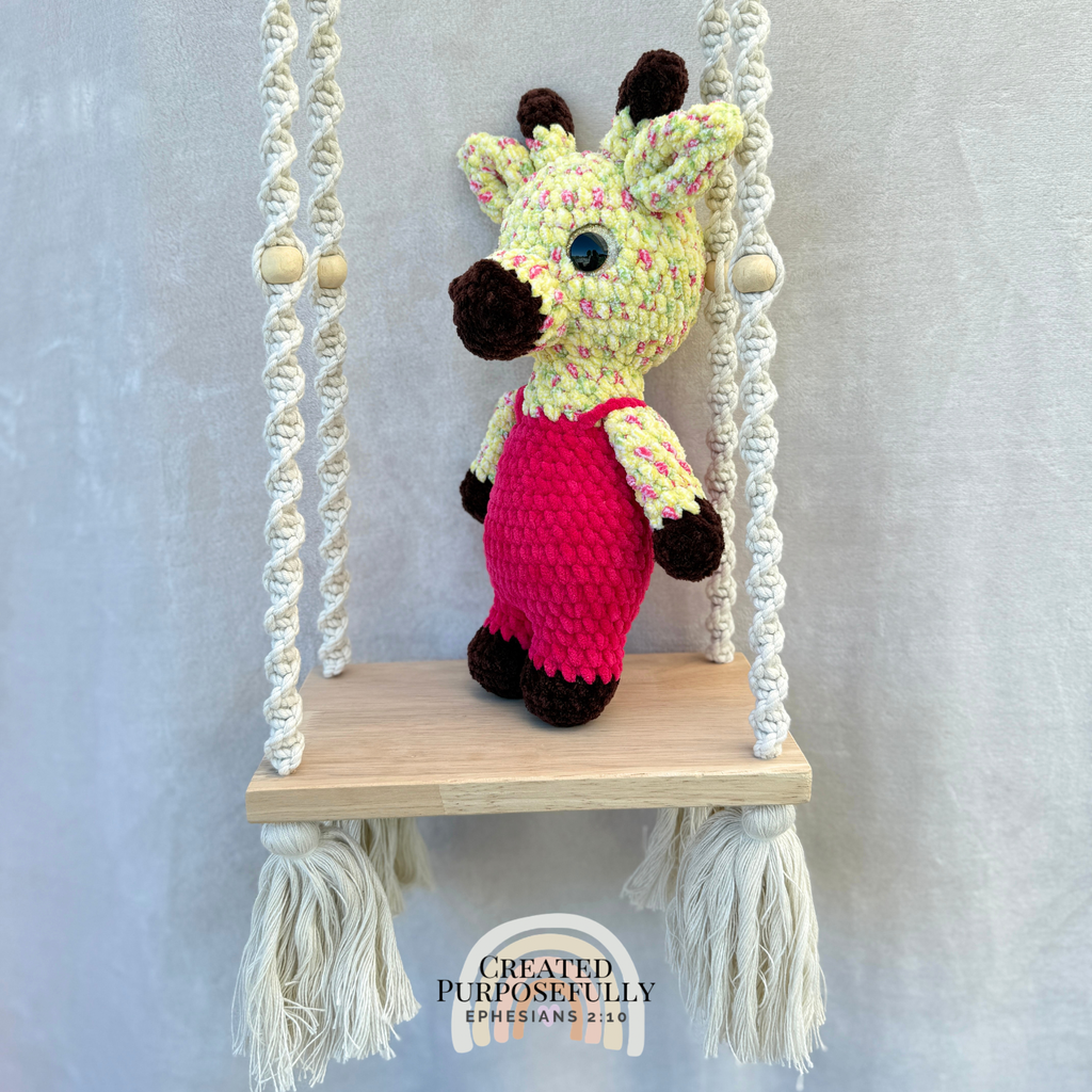 Handmade crochet standing giraffe made with ultra soft plush yarn. Choose yellow or white giraffe. A sweet gift for giraffe lovers of all ages.