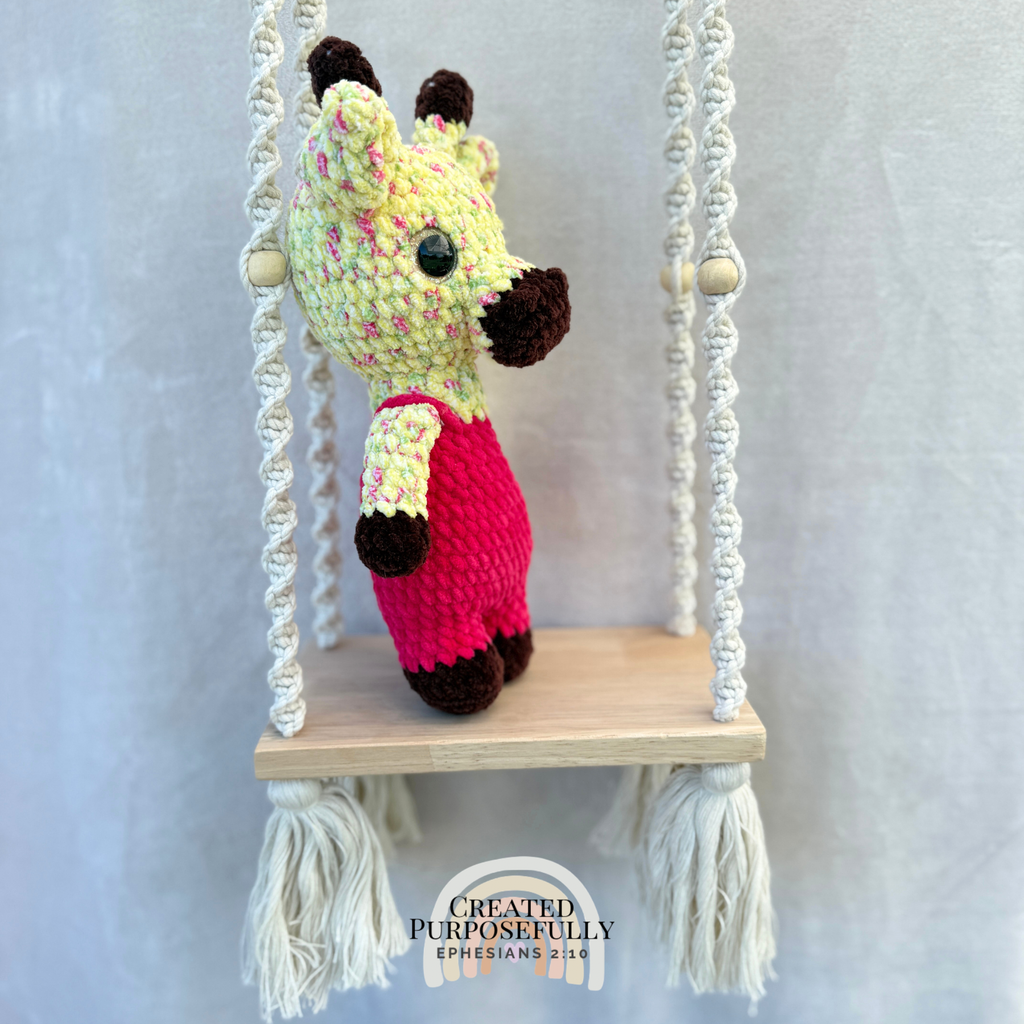 Handmade crochet standing giraffe made with ultra soft plush yarn. Choose yellow or white giraffe. A sweet gift for giraffe lovers of all ages.
