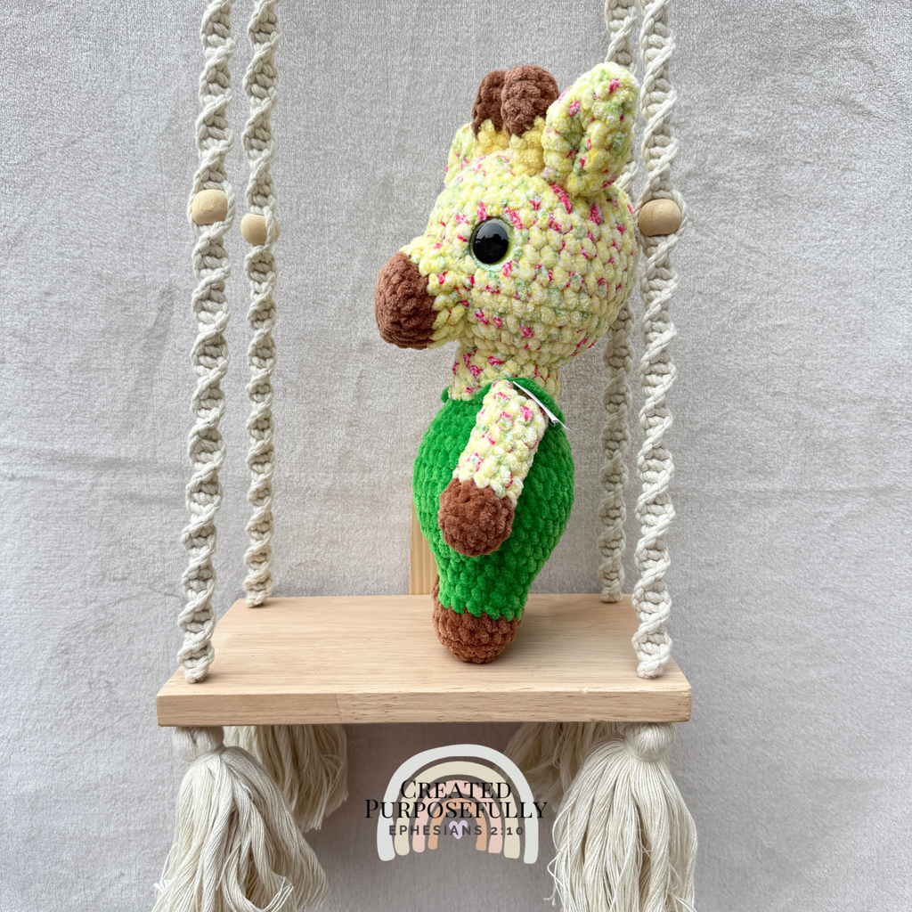 Handmade crochet standing giraffe made with ultra soft plush yarn. Choose yellow or white giraffe. A sweet gift for giraffe lovers of all ages.