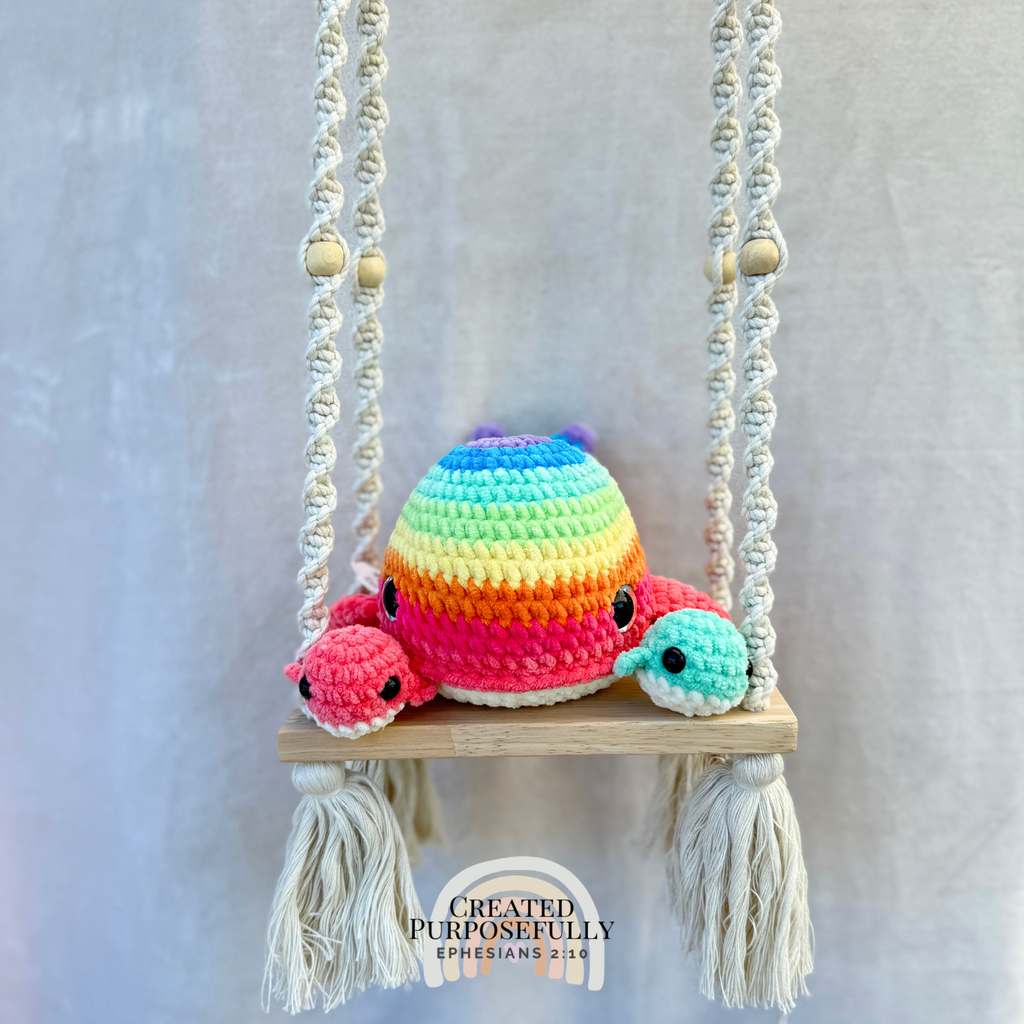Handmade crochet whale family with one mama whale and two baby whales made with soft plush yarn