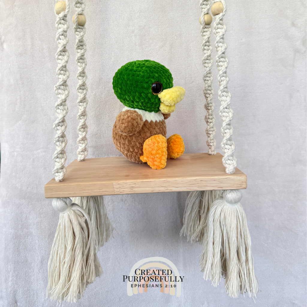 Handmade mallard crochet duck plush made with soft plush yarn and detailed handmade features